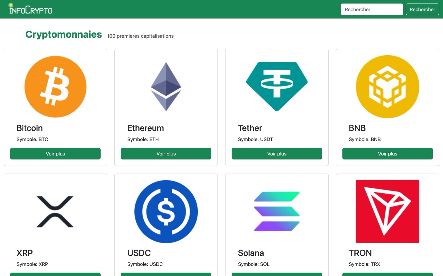 Illustration du projet InfoCrypto, suivi des cryptomonnaies