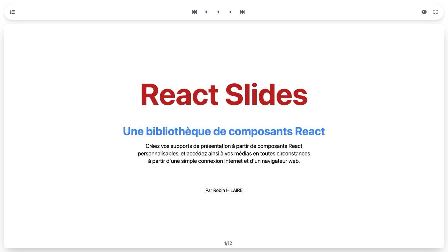 Illustration du projet React Slides, des présentations en composants